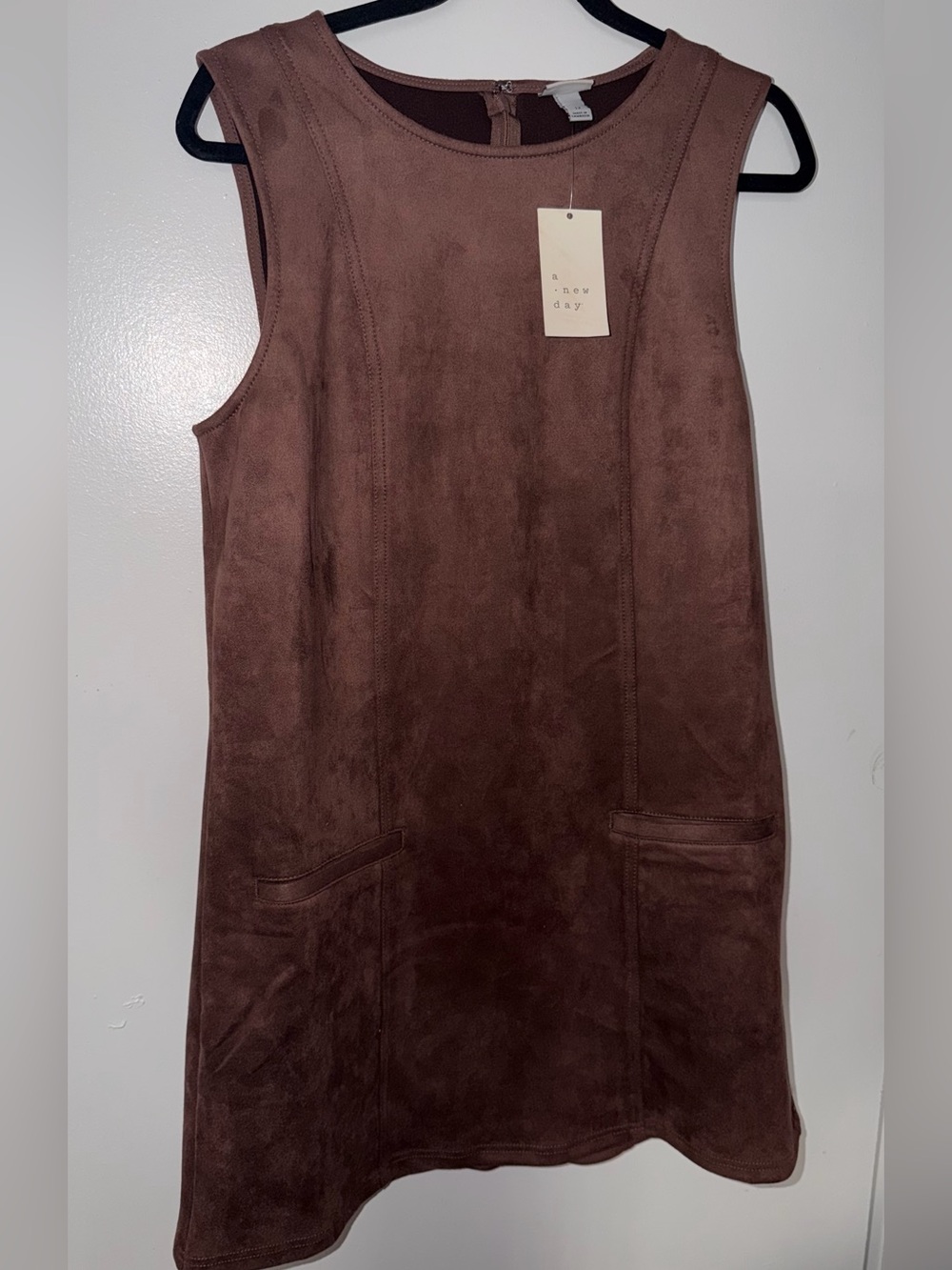 a new day Brown Faux Suede Sleeveless Shift Dress